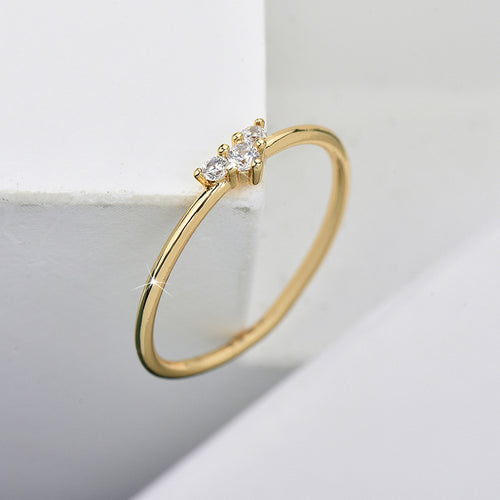 3 Inlaid Zircon Ring - Stainless Steel
