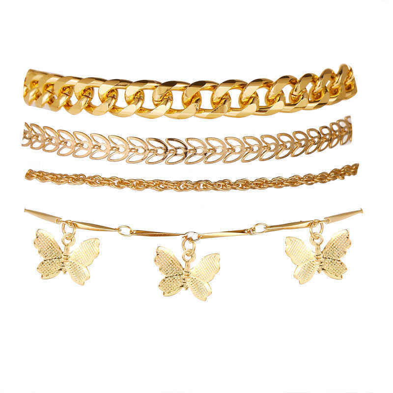 Butterfly Chain Anklet - Stainless Steel