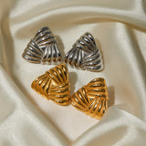 Woven Texture Triangular Earrings - 18k Gold Stainless Steel