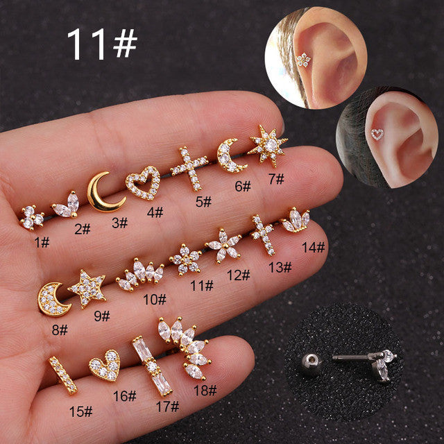Zircon Round Back Stud earrings