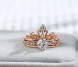 Crown Rings For Women White Gold Engagement Wedding Ring Jewelry