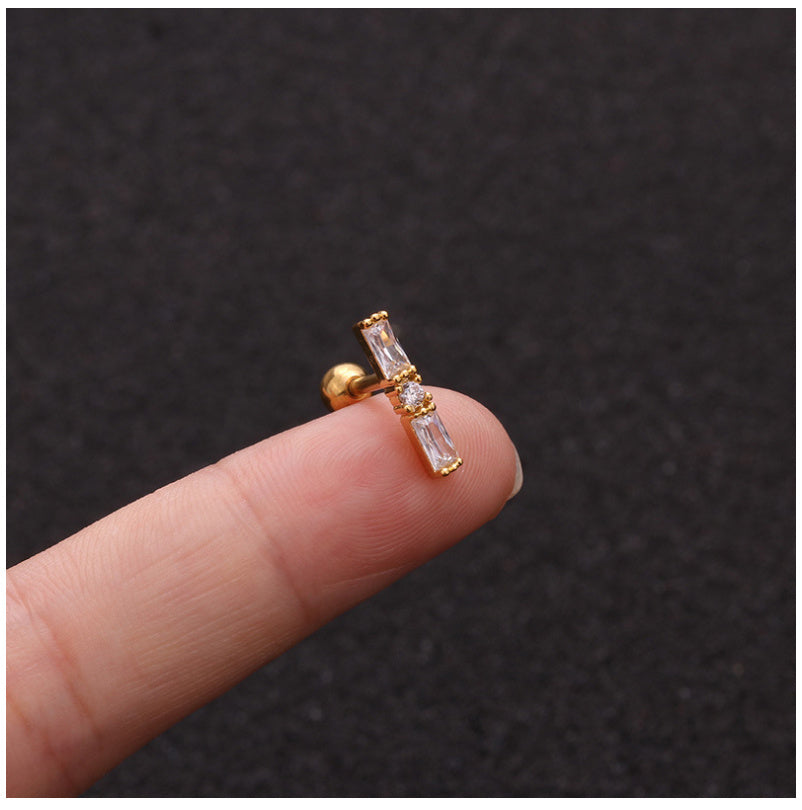 Zircon Round Back Stud earrings