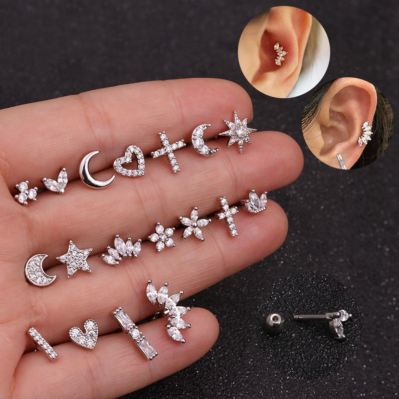 Zircon Round Back Stud earrings