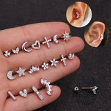 Zircon Round Back Stud earrings