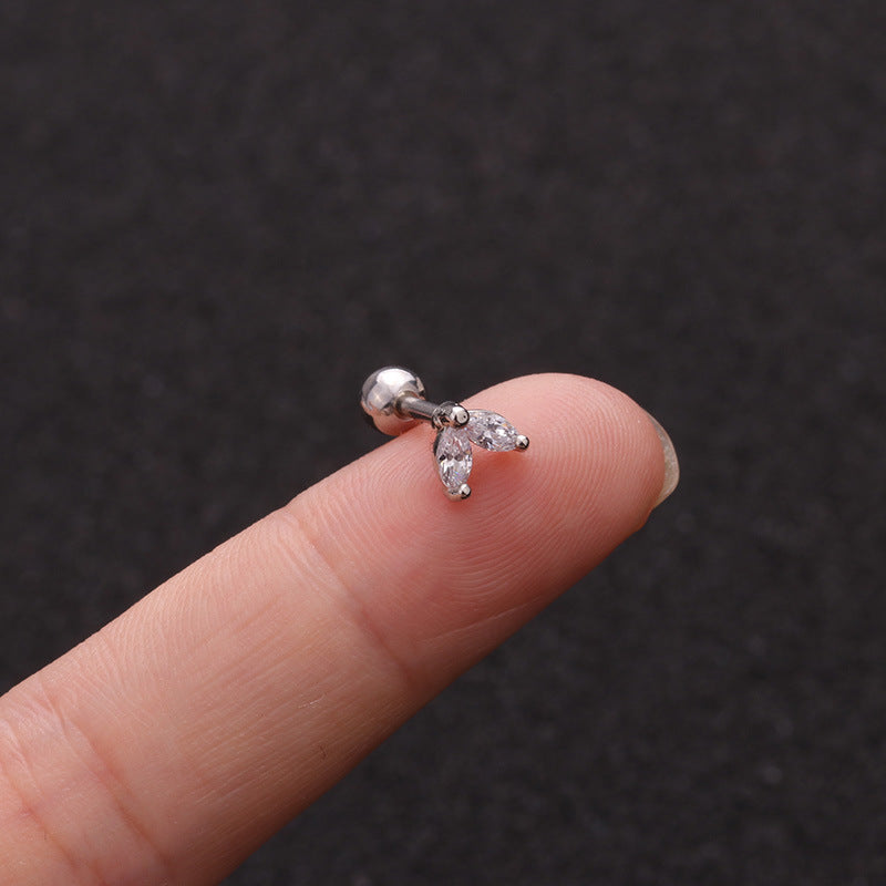 Zircon Round Back Stud earrings