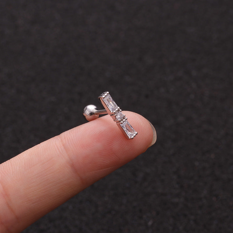 Zircon Round Back Stud earrings