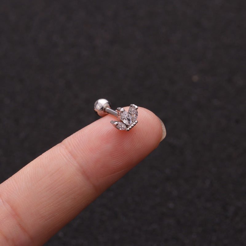 Zircon Round Back Stud earrings