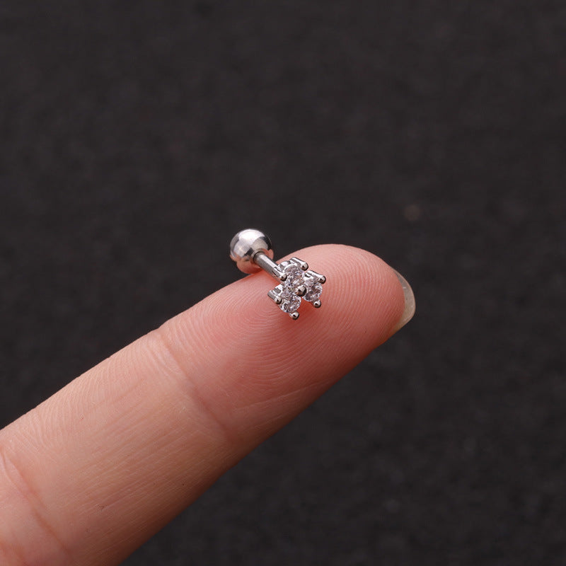 Zircon Round Back Stud earrings