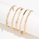 5 Pcs Women Fashion Gold Color Heart Crystal Key Anklets For Women Trendy Snake Chain Anklets For Women Foot Jewelry Gifts