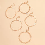 5 Pcs Women Fashion Gold Color Heart Crystal Key Anklets For Women Trendy Snake Chain Anklets For Women Foot Jewelry Gifts