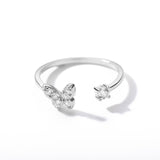 Charm Butterfly Ring For Women Crystal Zircon Rings Gold Silver