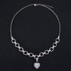 Luxury Gold Color Jewelry Set Cubic Zirconia Heart Bracelets Choker Necklace Sets For Women Wedding Bridal Jewelry Bijoux Femme