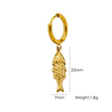 Single Tropical Summer Marine Pendant Earrings - Stainless Steel 14K Gold