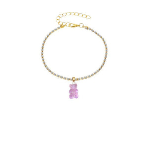 Creative Resin Bear Chain Rhinestone Anklet