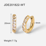 Zircon Stones Round Earrings - 18K Gold Plated Stainless Steel