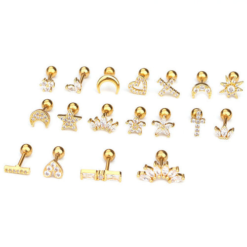 Zircon Round Back Stud earrings