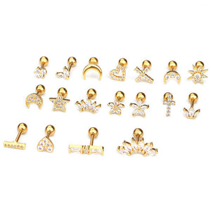 Zircon Round Back Stud earrings