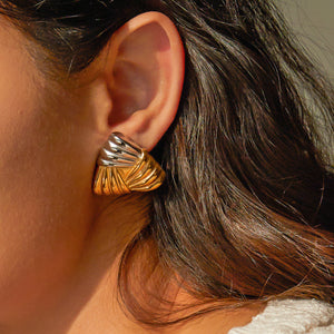 Woven Texture Triangular Earrings - 18k Gold Stainless Steel
