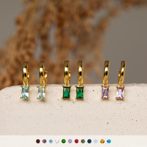 Retro Birthstone Earrings - Stainless Steel