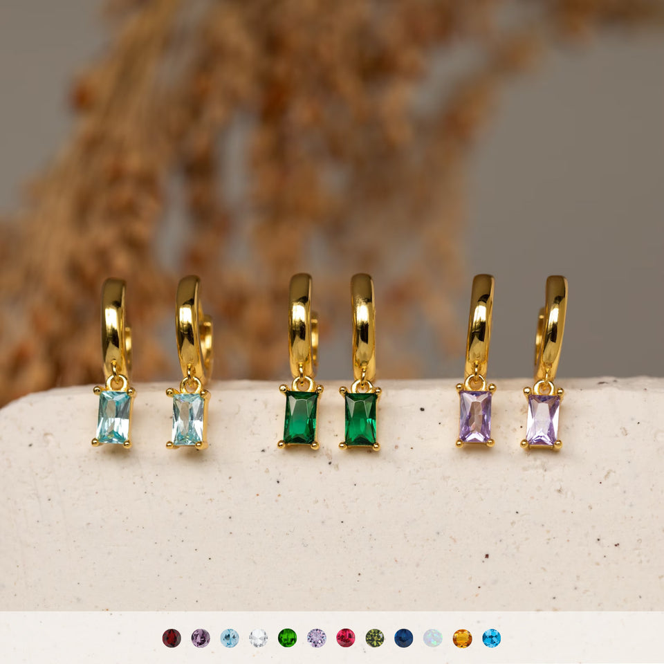 Retro Birthstone Earrings - Stainless Steel