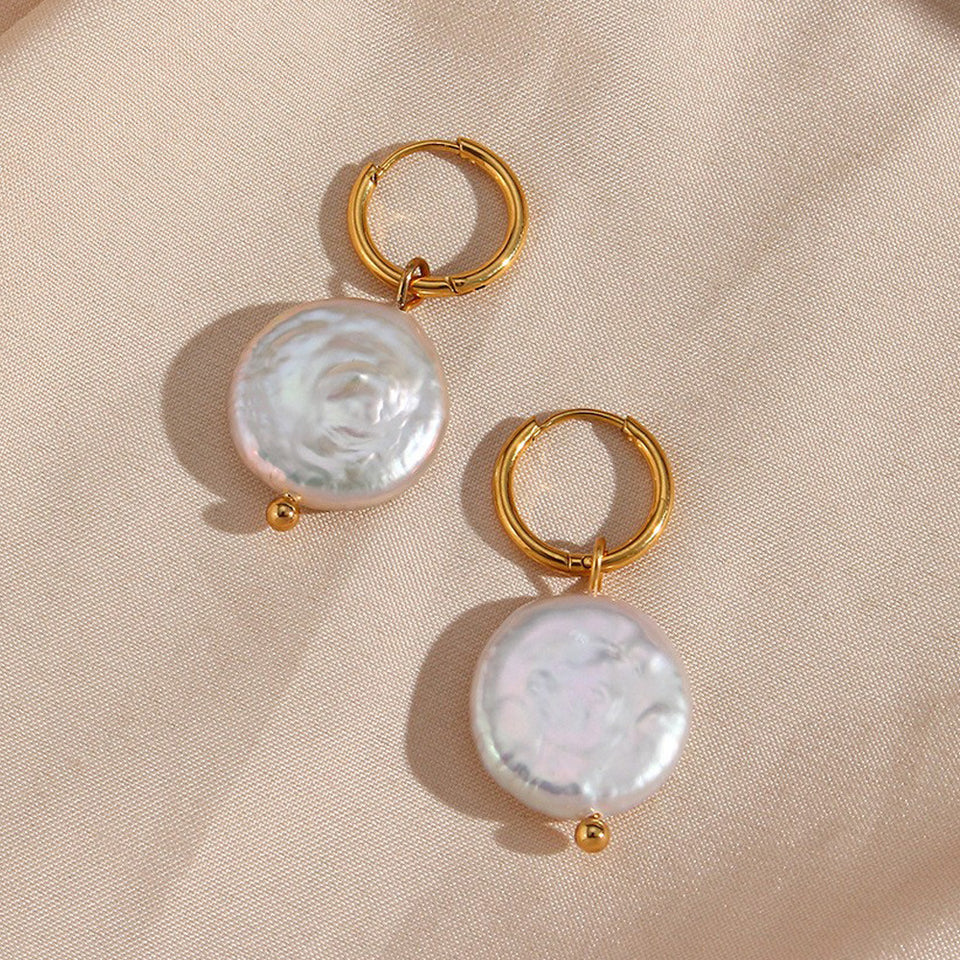 Elegant Pearl Ornament Earrings - Stainless Steel