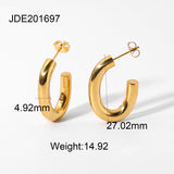 C- Shaped Earrings - 18K Gold Plated Stainless Steel