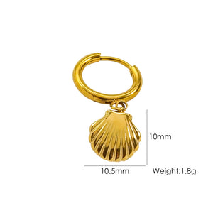 Single Tropical Summer Marine Pendant Earrings - Stainless Steel 14K Gold