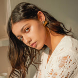Woven Texture Triangular Earrings - 18k Gold Stainless Steel