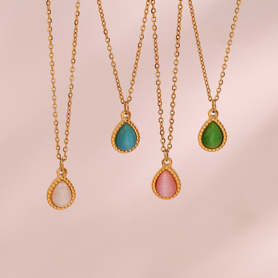 Dropper Opal Pendant Necklace