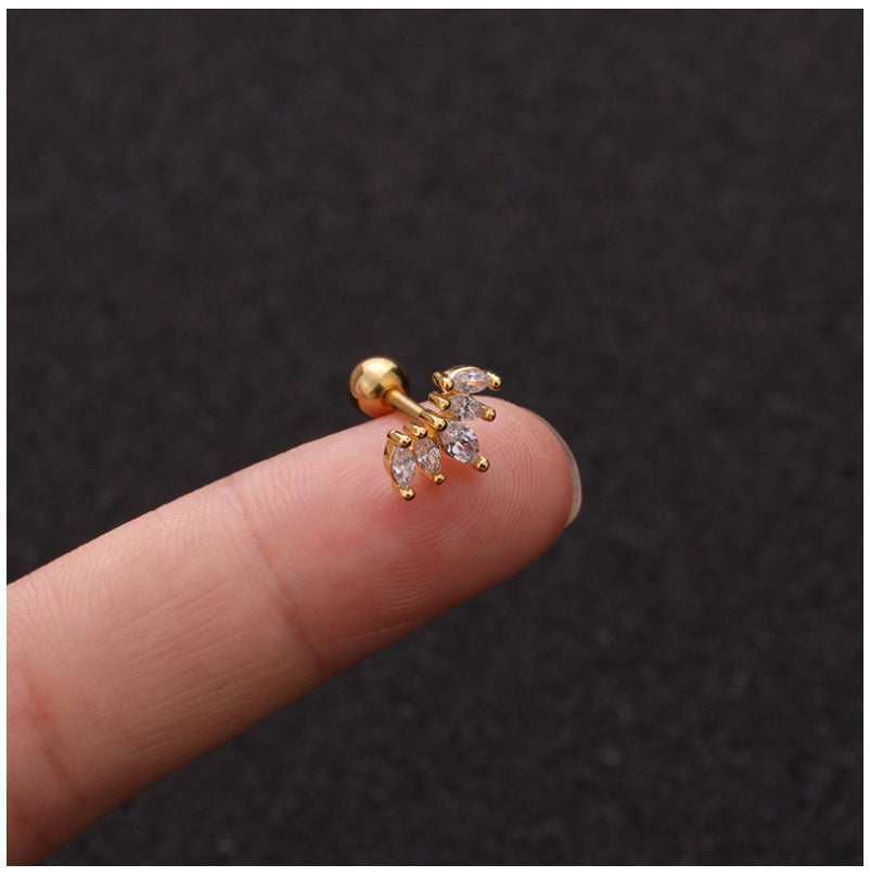 Zircon Round Back Stud earrings