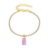 Creative Resin Bear Chain Rhinestone Anklet