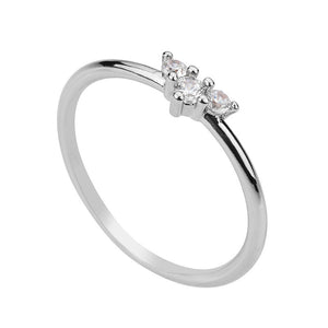 3 Inlaid Zircon Ring - Stainless Steel
