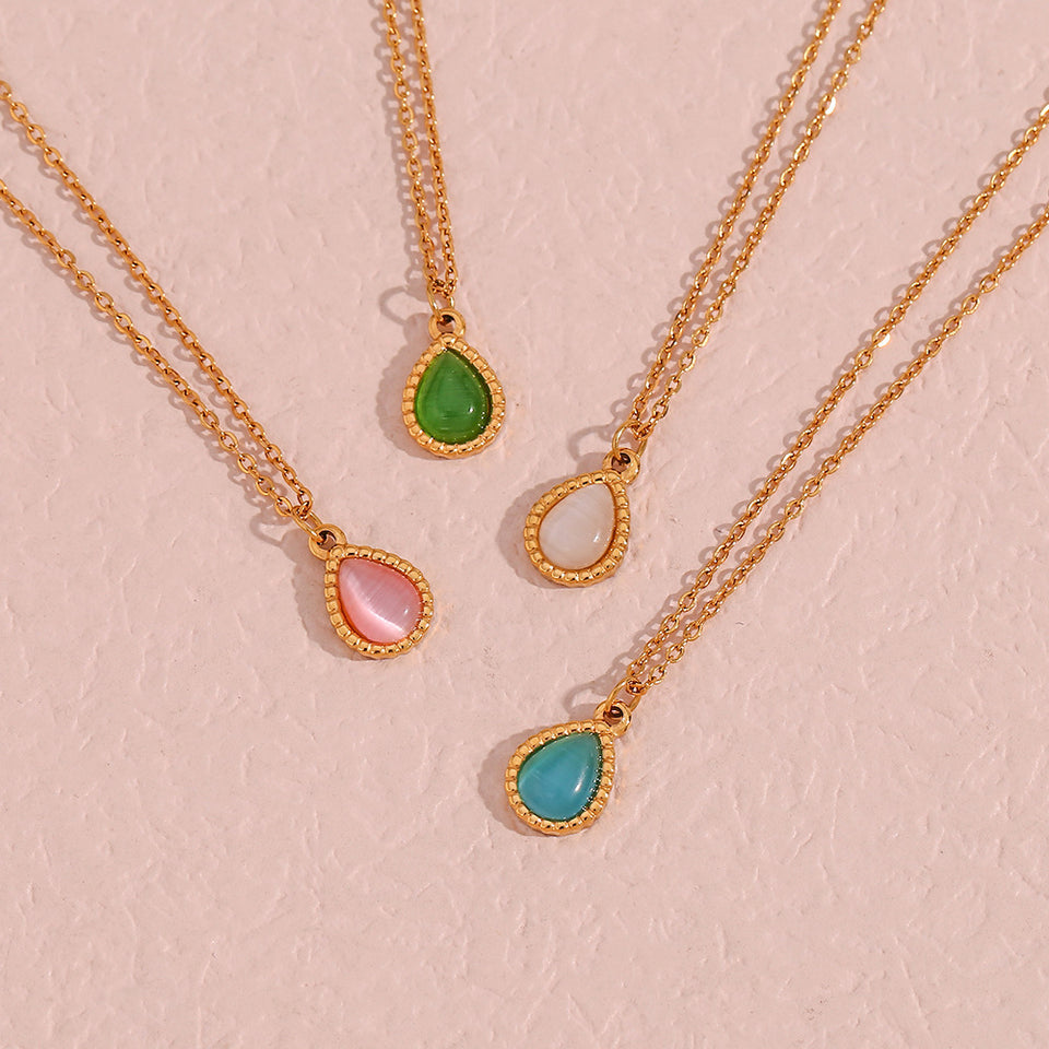 Dropper Opal Pendant Necklace