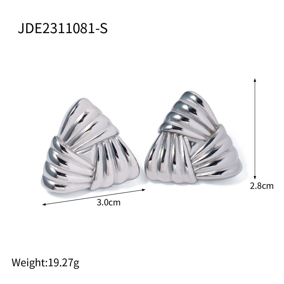 Woven Texture Triangular Earrings - 18k Gold Stainless Steel