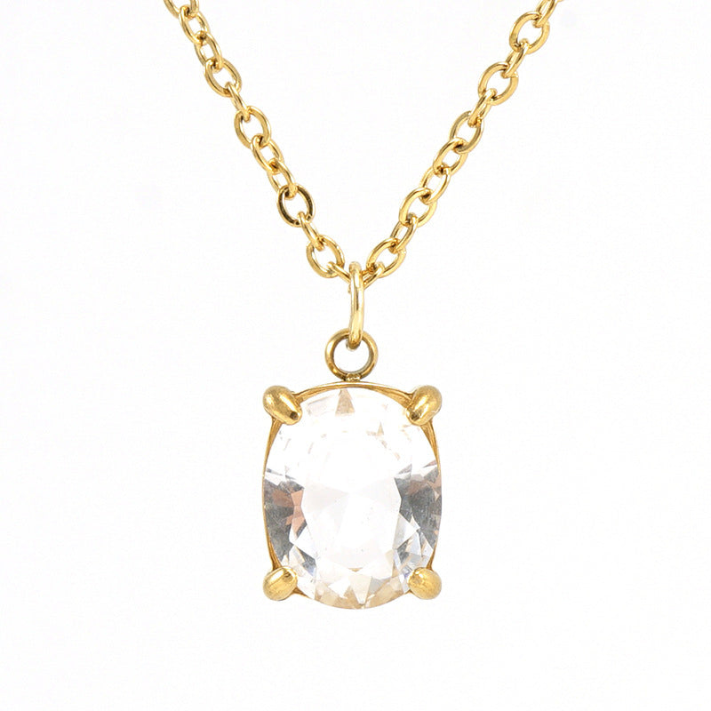 Single Zircon Pendant Necklace