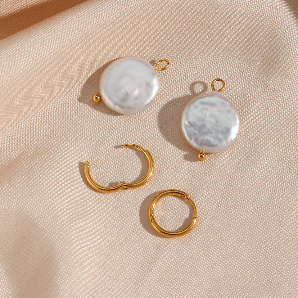 Elegant Pearl Ornament Earrings - Stainless Steel