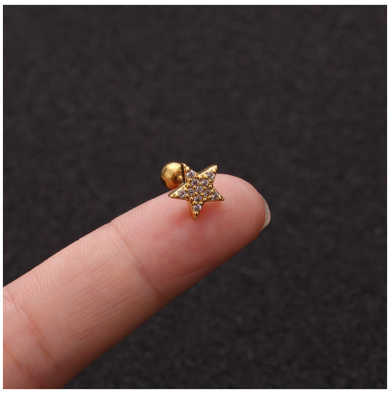 Zircon Round Back Stud earrings