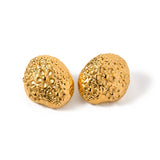 Hammer Patterned Flower Earrings - Gold Stainless Steel
