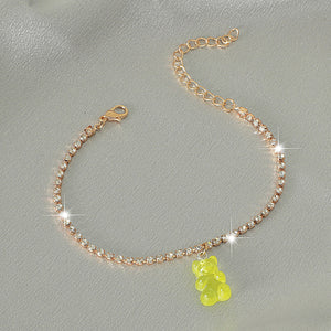 Creative Resin Bear Chain Rhinestone Anklet