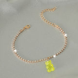 Creative Resin Bear Chain Rhinestone Anklet