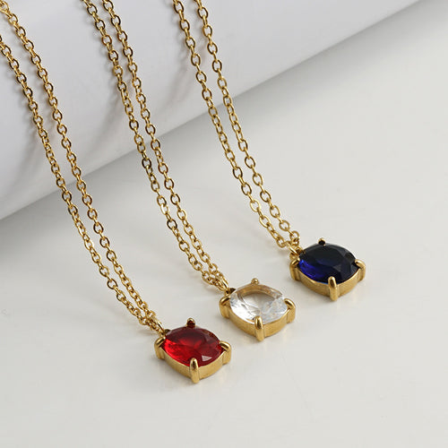 Single Zircon Pendant Necklace