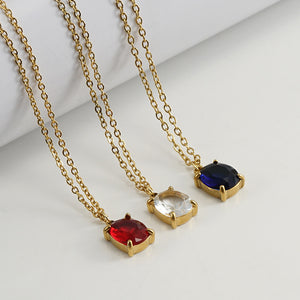 Single Zircon Pendant Necklace