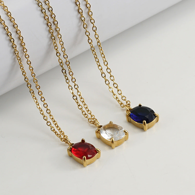 Single Zircon Pendant Necklace