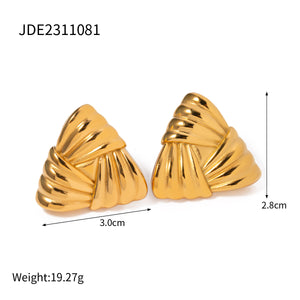 Woven Texture Triangular Earrings - 18k Gold Stainless Steel