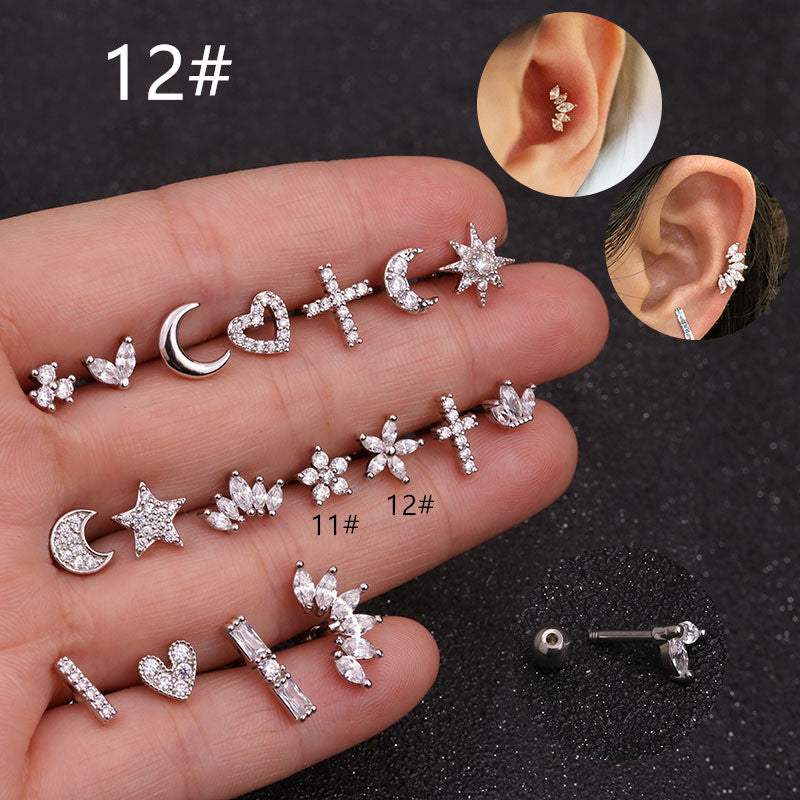Zircon Round Back Stud earrings