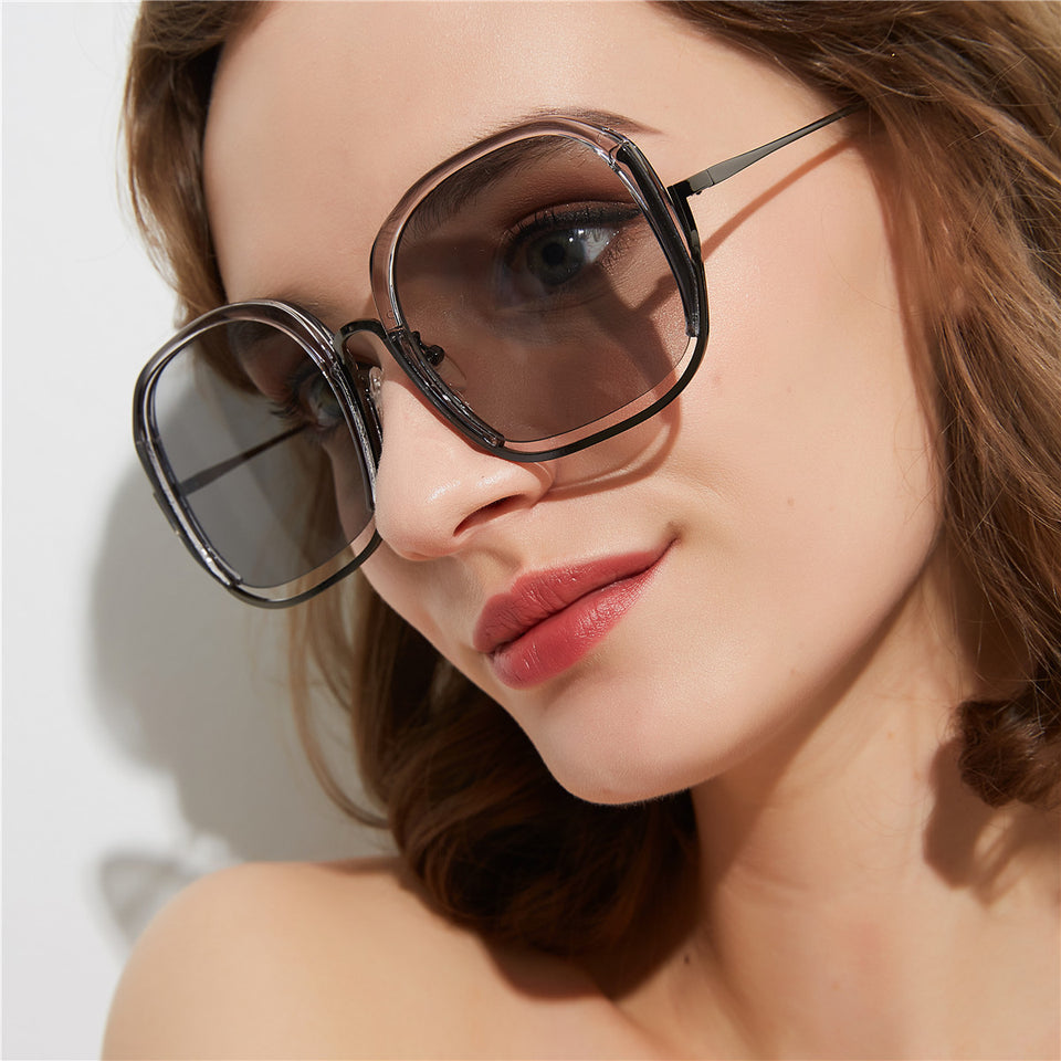 Fashionable Large Half Frame Sunglasses