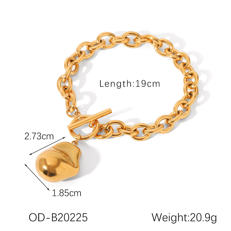 Retro Stainless Steel OT Buckle Gold-plated Necklace Women's Simple High-end Sense