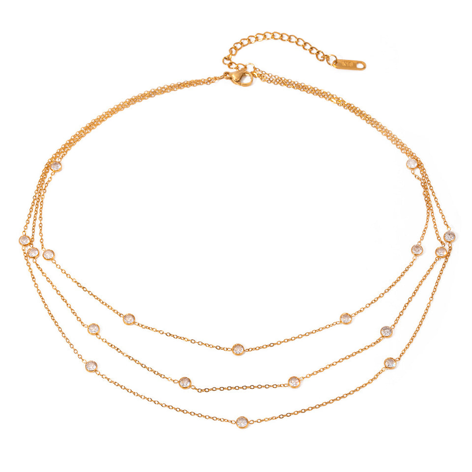 Three-layer ZirconNecklace