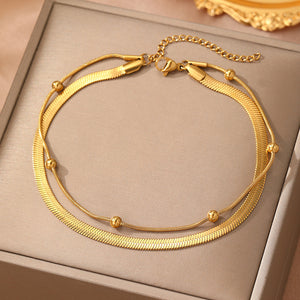 Double Snake Bone Anklet - Stainless Steel