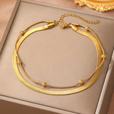 Double Snake Bone Anklet - Stainless Steel